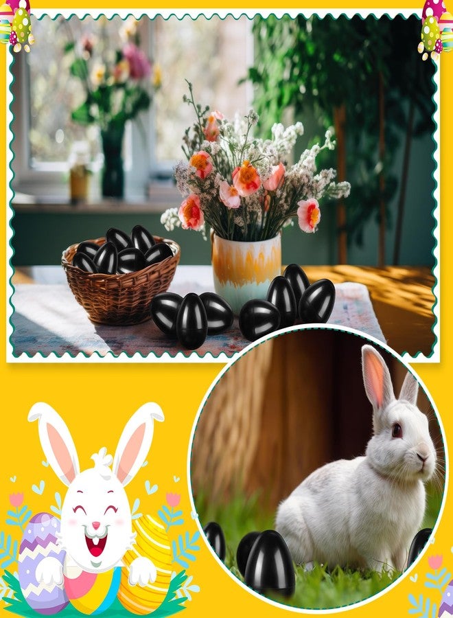 Leitee Black 24 Pcs Plastic Easter Eggs 4 Inch Large Blank Paintable Eggs Detachable DIY Decoration for Easter Basket Stuffers Fillable Hunting Treats Party Favor Gift - Image 4